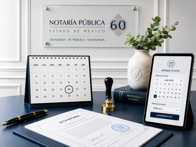 Sala de atención de la Notaría Pública No. 60 del Estado de México